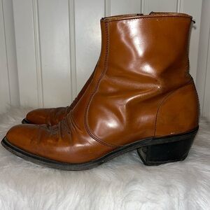 Vintage Roebucks tan leather ankle boots western Squared toe men size  7.5D